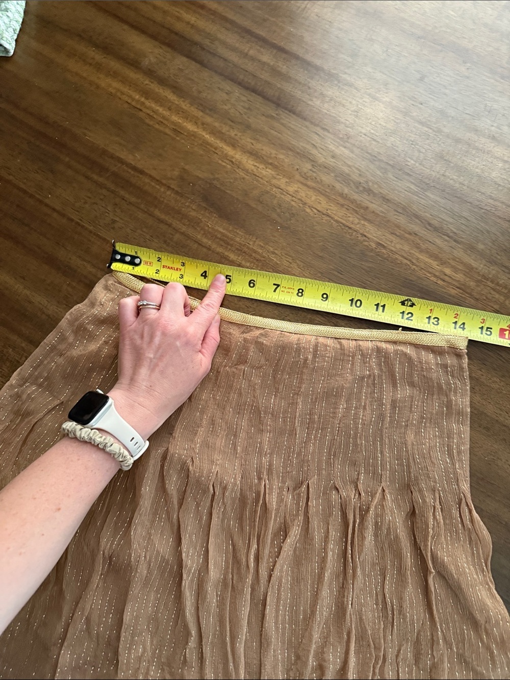 Allison Taylor Bronze-Brown A-Line Skirt with Gold Waist Trim - Picture 9 of 10